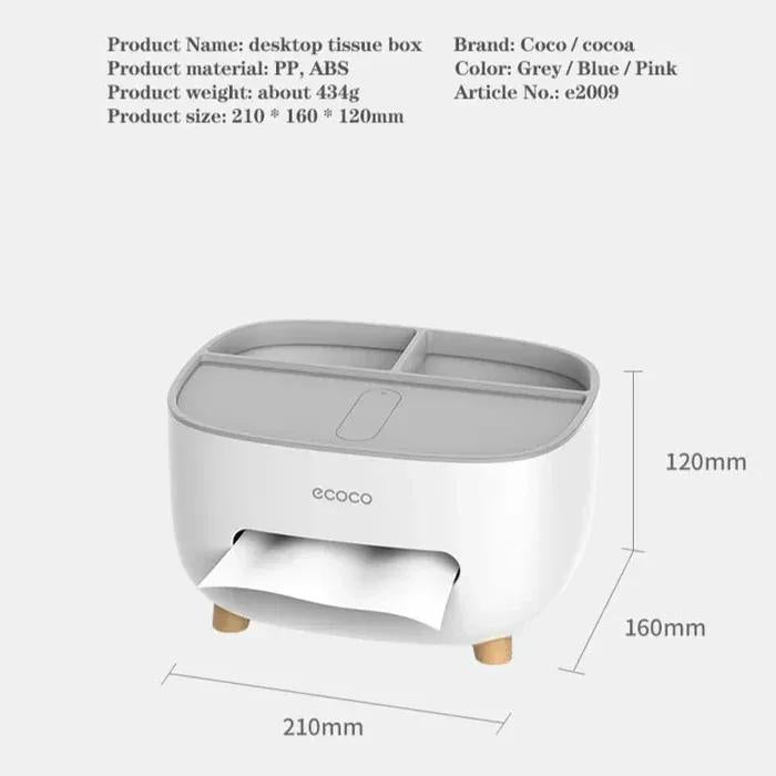 White ABS Plastic Tissue Box 21x16x12cm