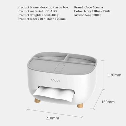 White ABS Plastic Tissue Box 21x16x12cm