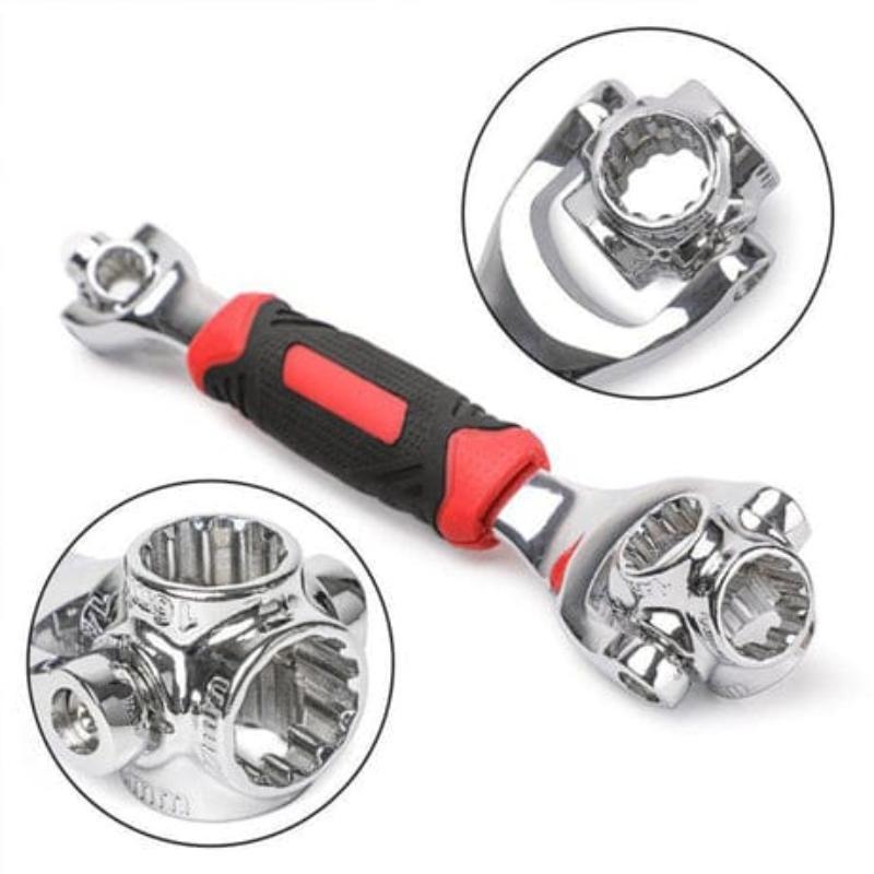 Universal Socket Wrench Silver Red Heavy Duty 48Pcs
