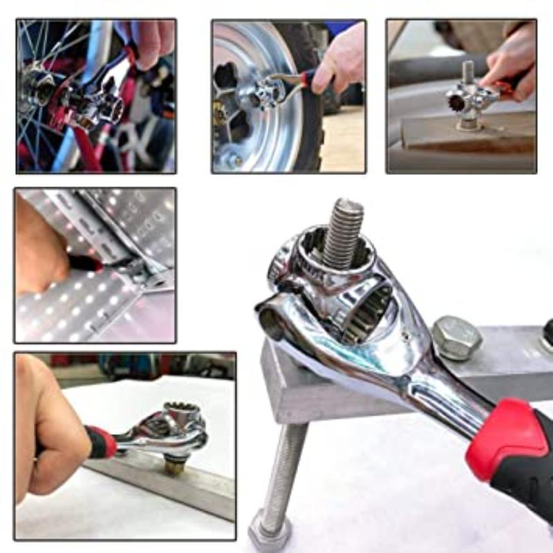 Universal Socket Wrench Silver Red Heavy Duty 48Pcs