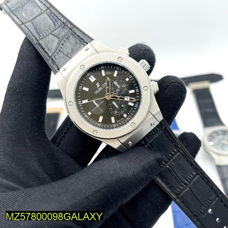 Men's Luxury Watch Black Stainless Steel Chronograph Strap