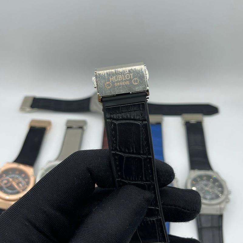 Men's Luxury Watch Black Stainless Steel Chronograph Strap