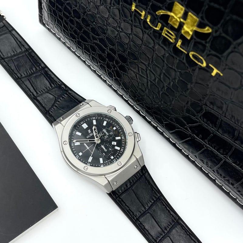 Men's Luxury Watch Black Stainless Steel Chronograph Strap