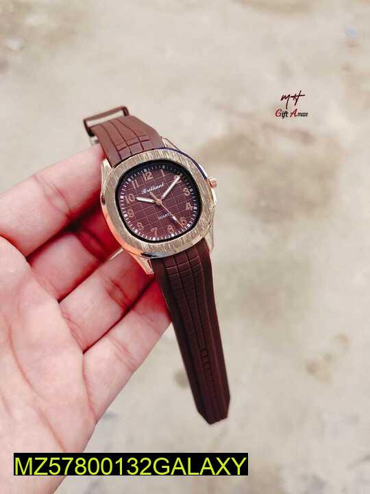 Men's Analog Watch with Rubber Strap & Stainless Steel Casing