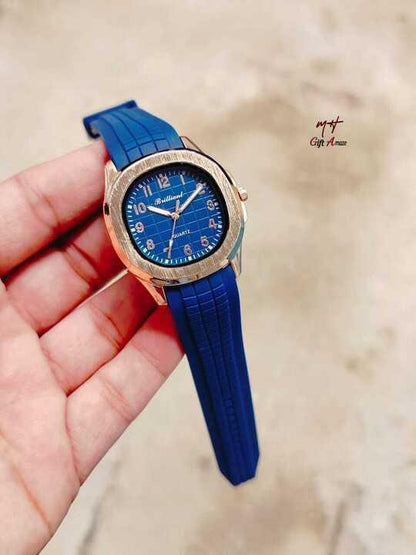 Men's Analog Watch with Rubber Strap & Stainless Steel Casing
