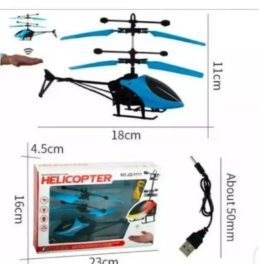 Sensor-Controlled Helicopter Toy for Kids 1-12 Years Black Blue