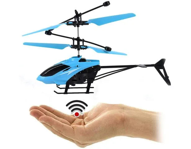 Sensor-Controlled Helicopter Toy for Kids 1-12 Years Black Blue