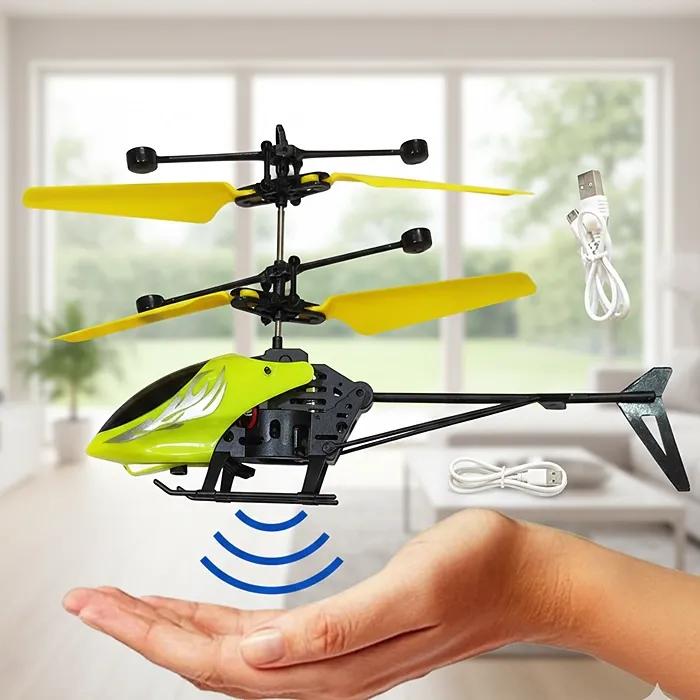 Sensor-Controlled Helicopter Toy for Kids 1-12 Years Black Blue