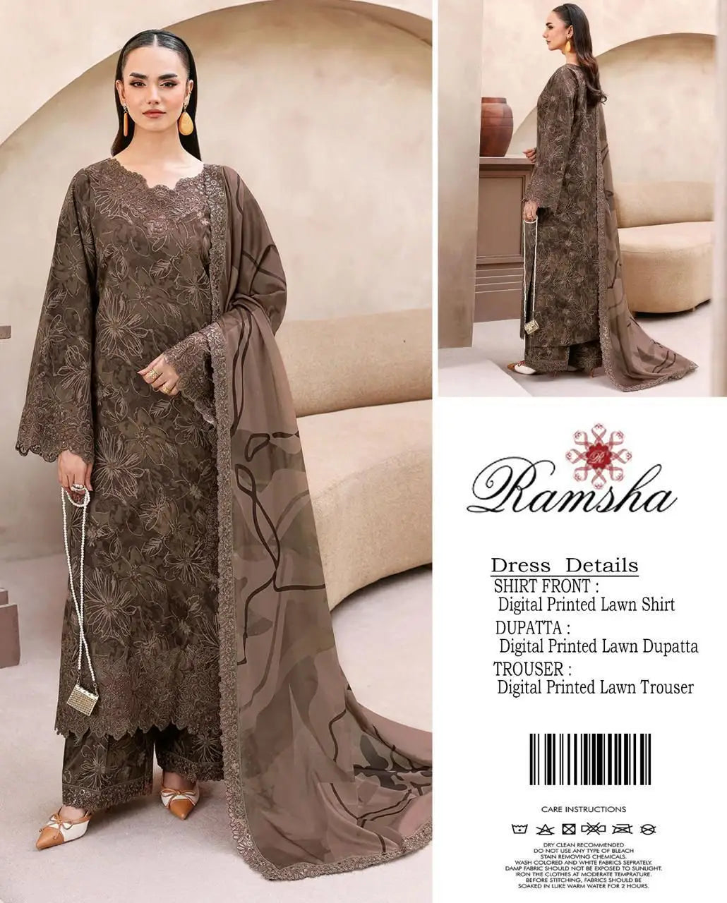 3 Pcs Women's Unstitched Digital Print Suit
