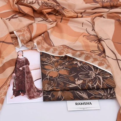 3 Pcs Women's Unstitched Digital Print Suit