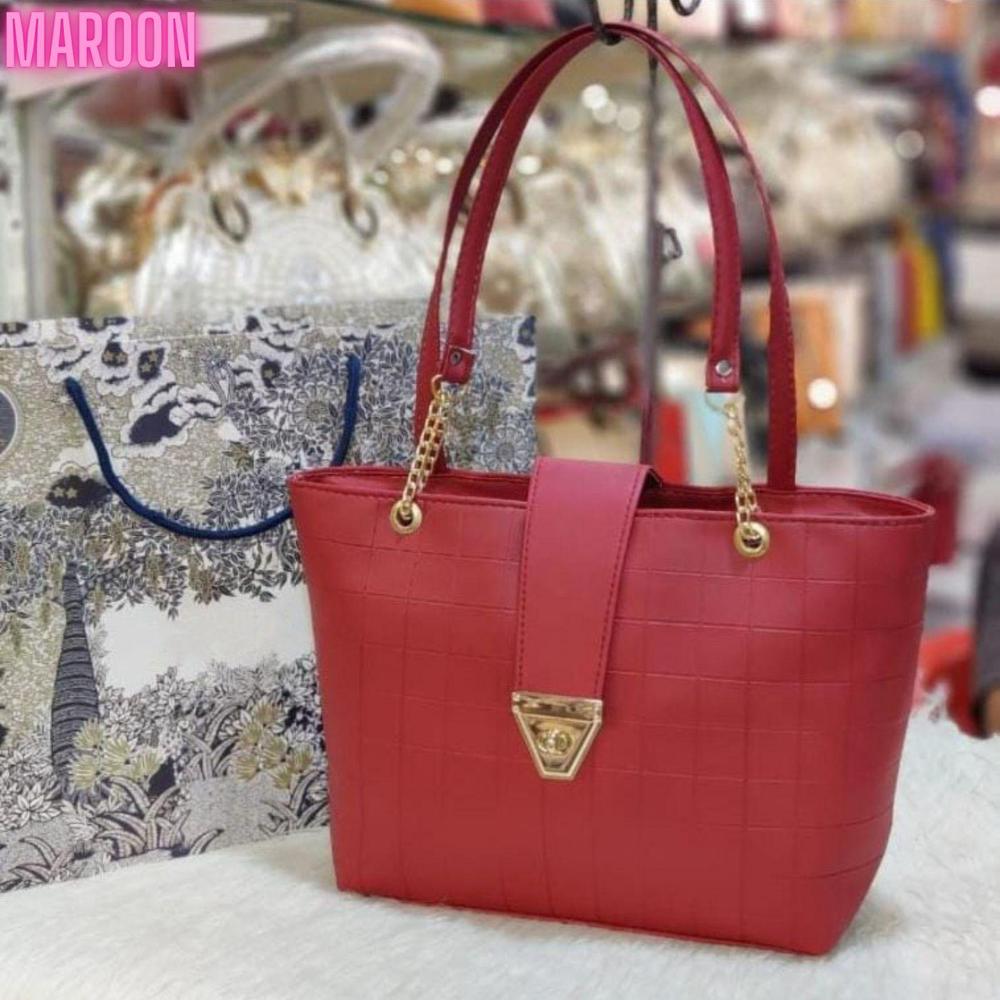 Maroon Textured PU Leather Shoulder Bag for Women