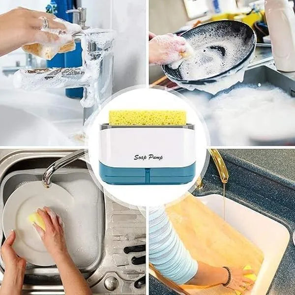 2-in-1 Soap Dispenser & Sponge Holder White Transparent