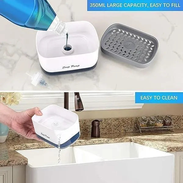 2-in-1 Soap Dispenser & Sponge Holder White Transparent