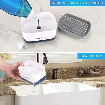 2-in-1 Soap Dispenser & Sponge Holder White Transparent