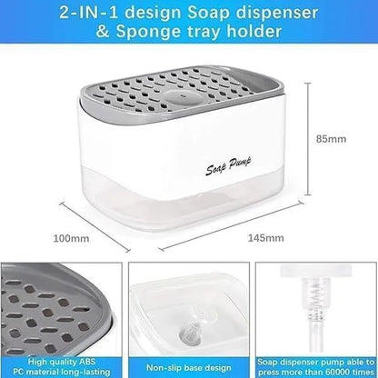 2-in-1 Soap Dispenser & Sponge Holder White Transparent