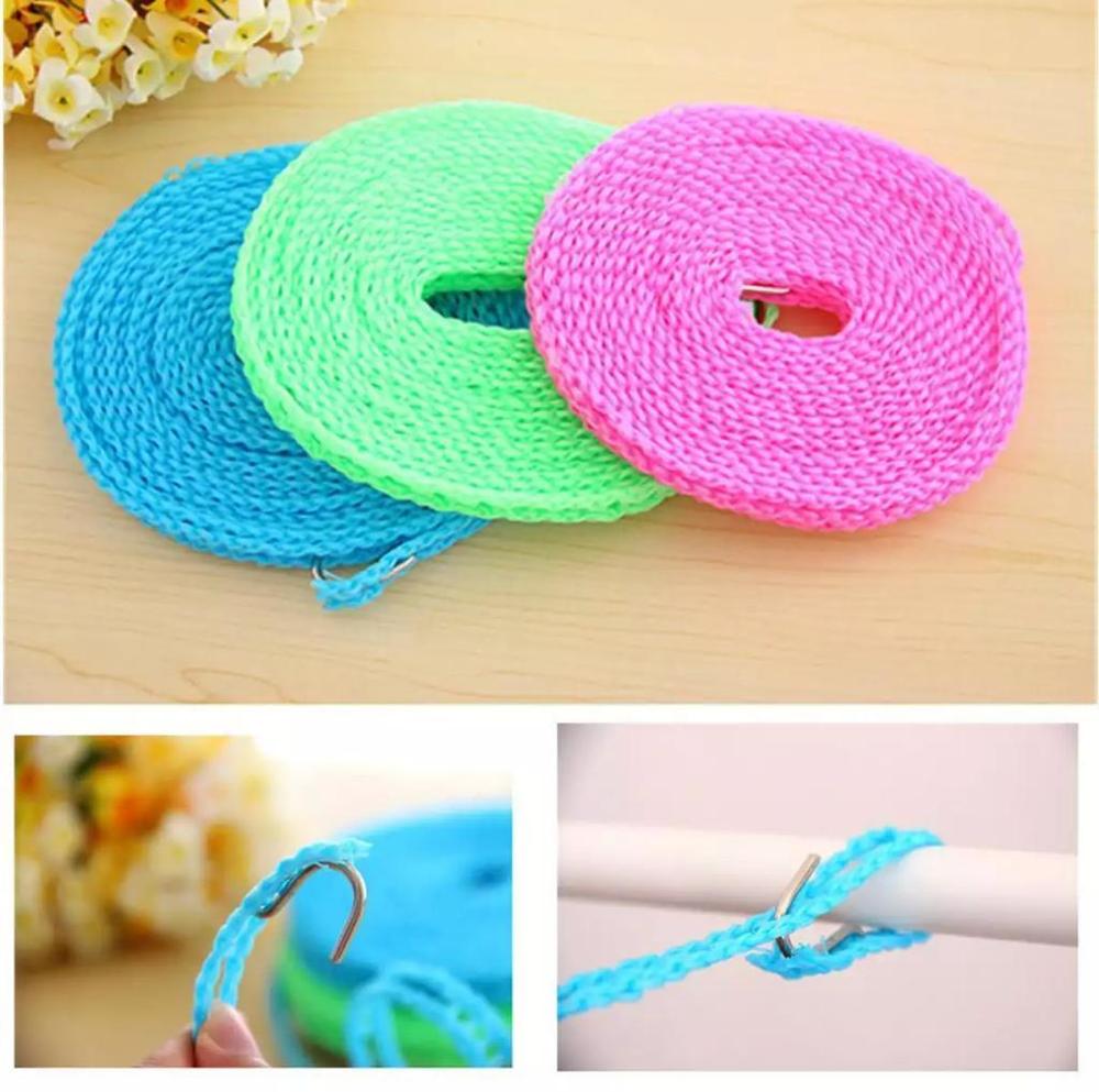 Nylon Clothesline 5m Non-Slip Hooks Outdoor