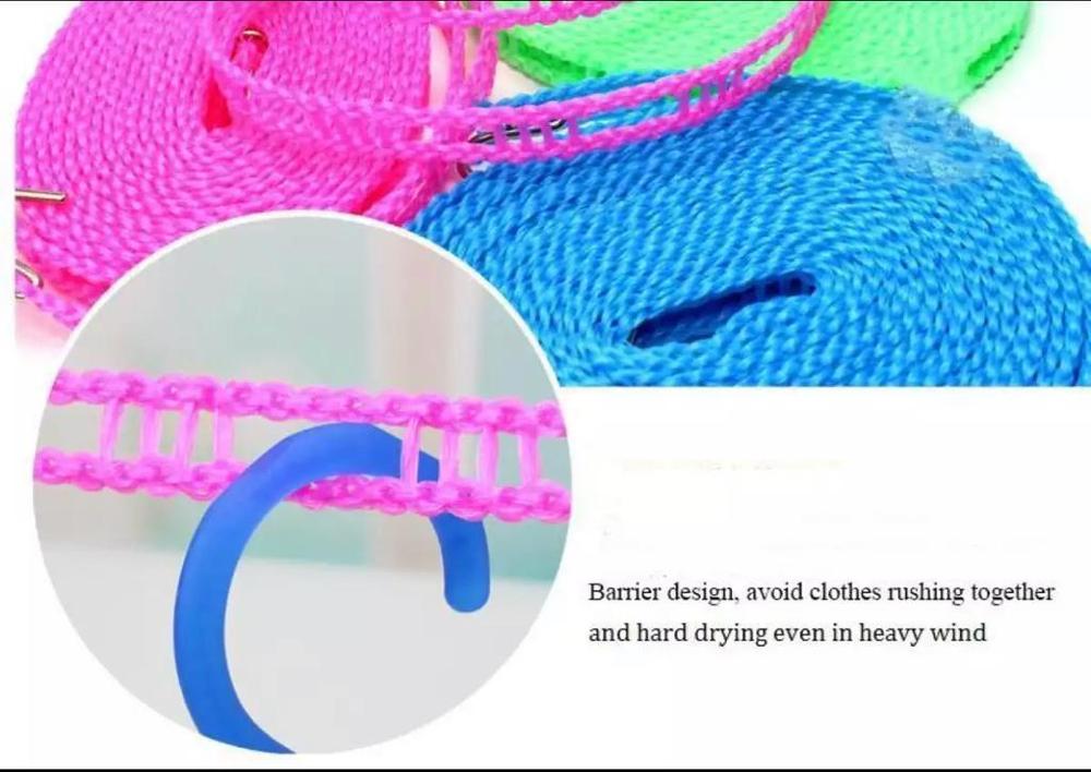 Nylon Clothesline 5m Non-Slip Hooks Outdoor