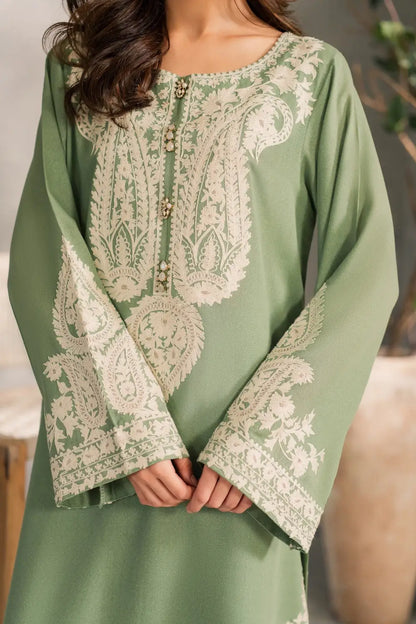 3 Pcs Women's Stitched Linen Embroidered Suit