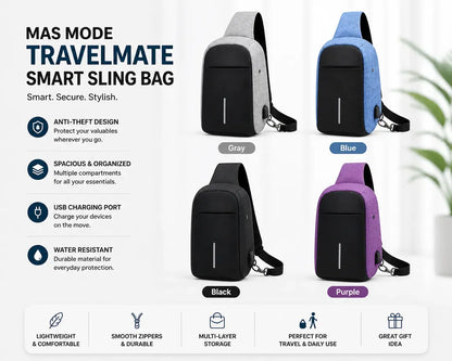 Smart Crossbody Bag with USB Charging & Anti-Theft Design