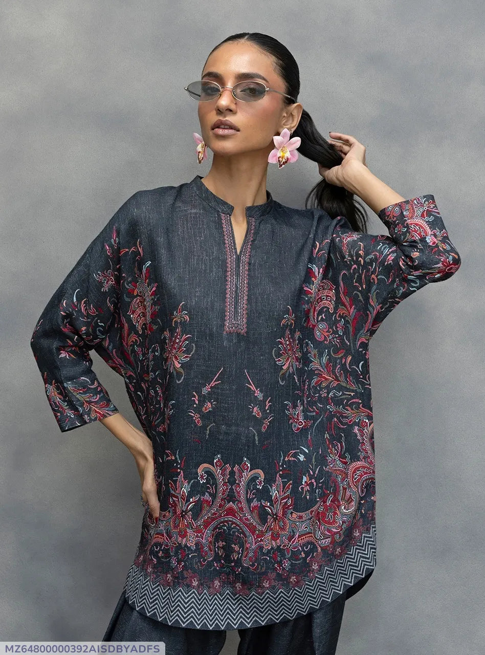 Women's Multicolor Ban Collar Lawn Suit Set Medium to XL