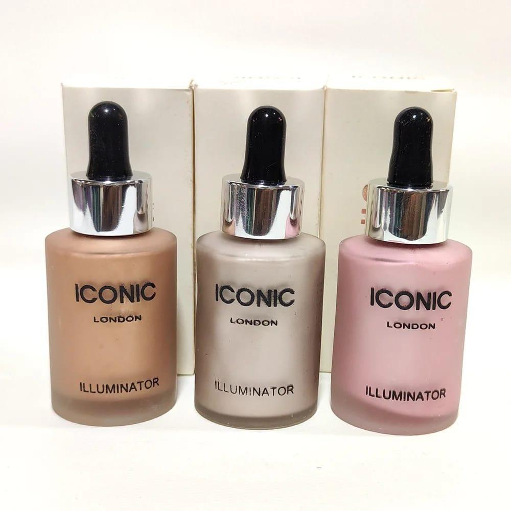 Iconic London Liquid Highlighter 3 Shades Shimmer Glow