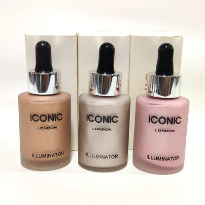 Iconic London Liquid Highlighter 3 Shades Shimmer Glow