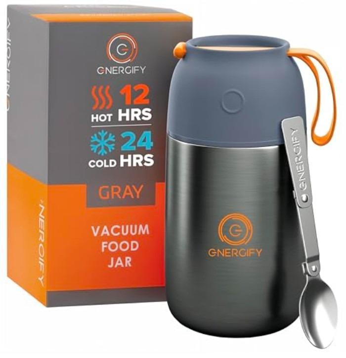 Stainless Steel Vacuum Food Jar 600ml Gray