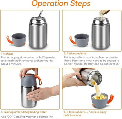 Stainless Steel Vacuum Food Jar 600ml Gray
