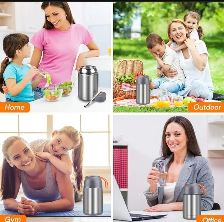 Stainless Steel Vacuum Food Jar 600ml Gray