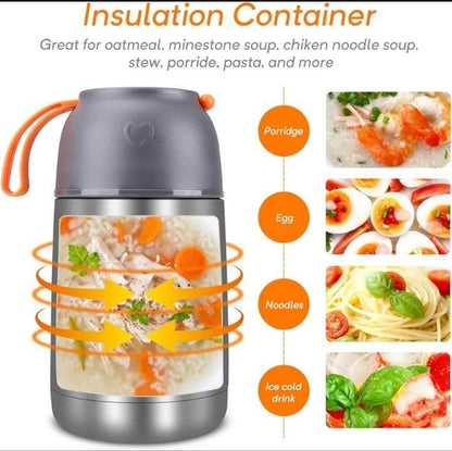 Stainless Steel Vacuum Food Jar 600ml Gray