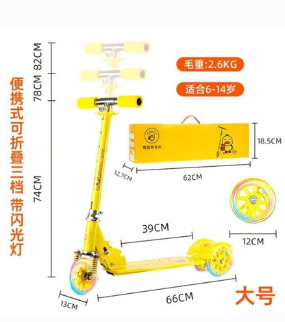 Kids Scooter Yellow Flashing Wheels 6-14 Years