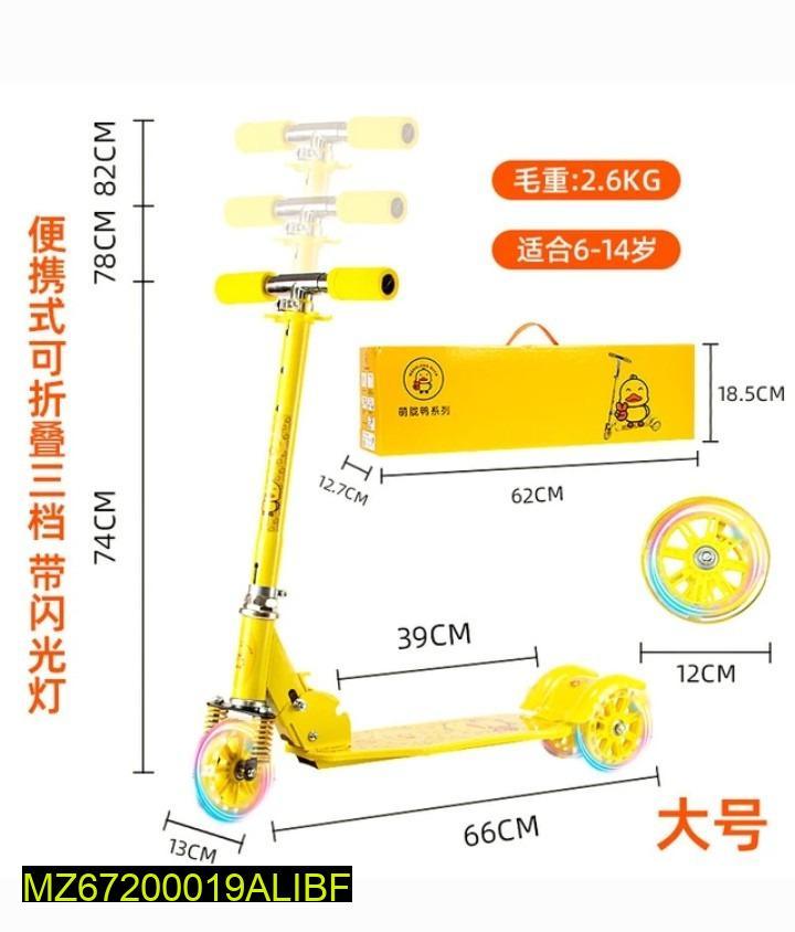 Kids Scooter Yellow Flashing Wheels 6-14 Years