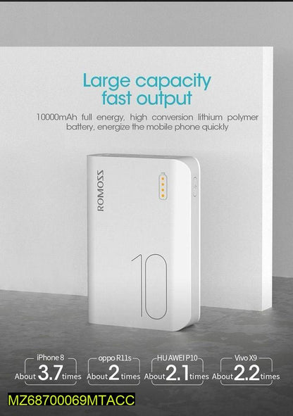 White Power Bank 10000mAh Fast Charge Portable