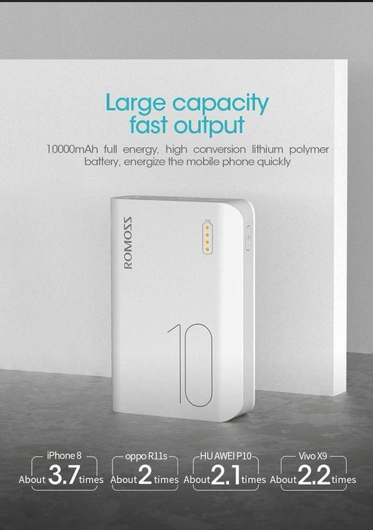White Power Bank 10000mAh Fast Charge Portable