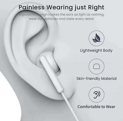 White Earphones USB-C with Mic & Comfortable