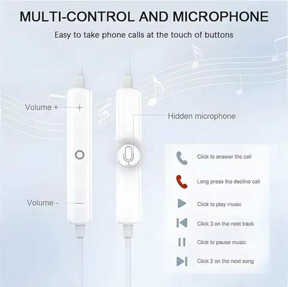 White Earphones USB-C with Mic & Comfortable