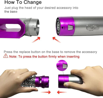 5-in-1 Hair Styler Pink Silver Frizz Free