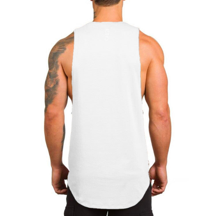 Men Cotton Sleeveless Fitness Vest Summer Gray