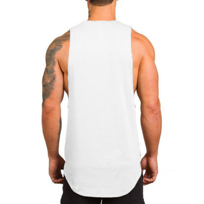 Men Cotton Sleeveless Fitness Vest Summer Gray