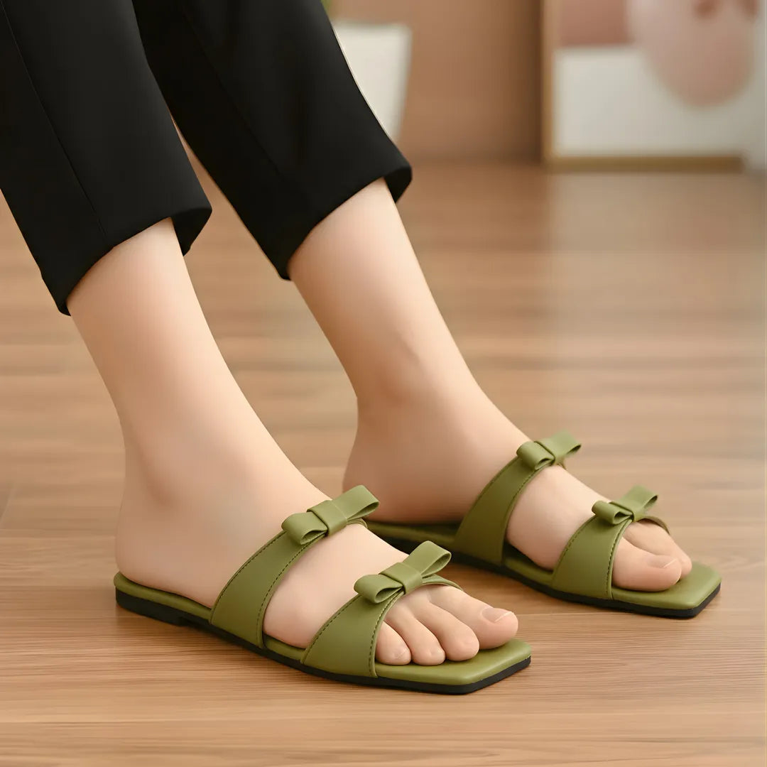 Green Bowtie Women's Casual Flat Sandals Size 36-41