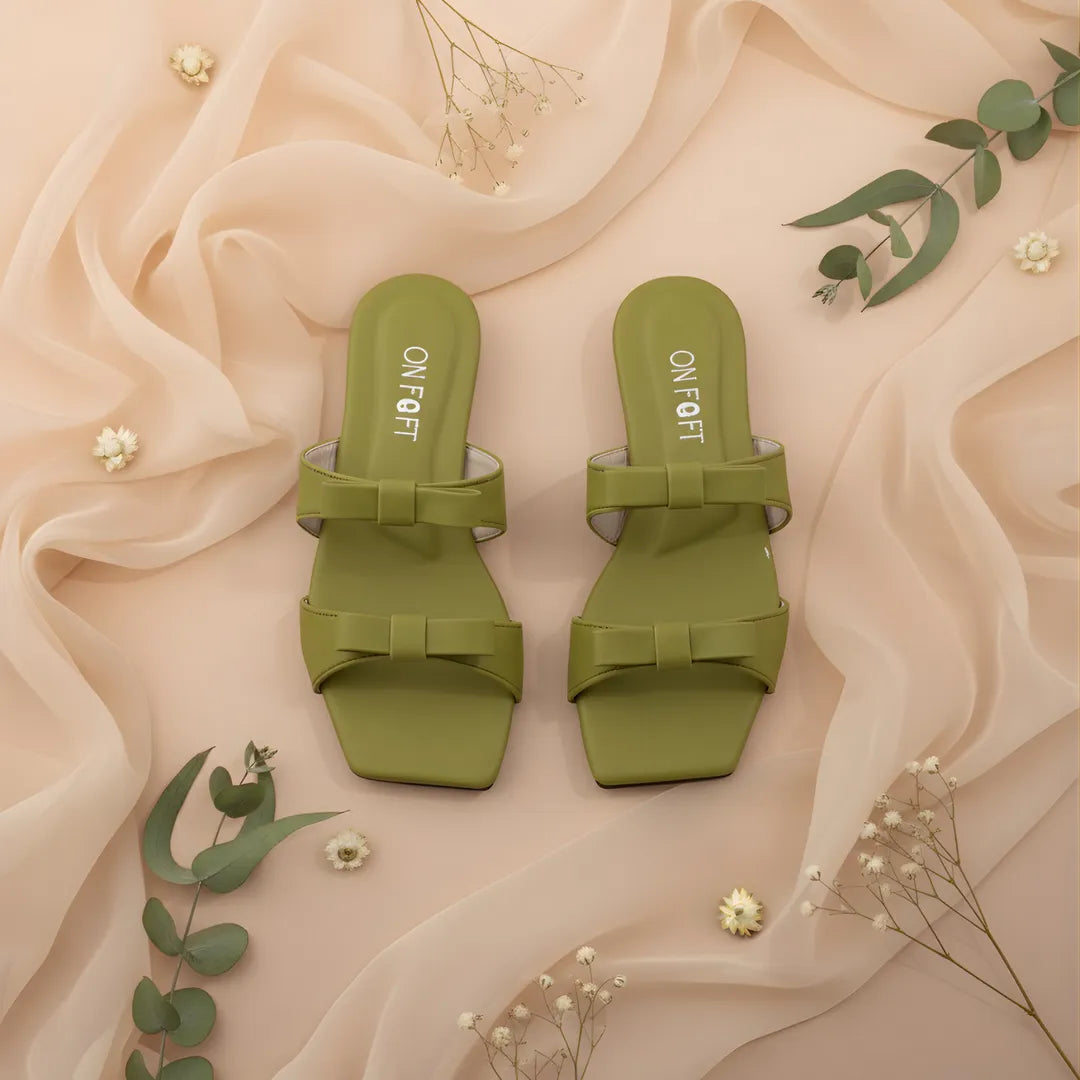 Green Bowtie Women's Casual Flat Sandals Size 36-41