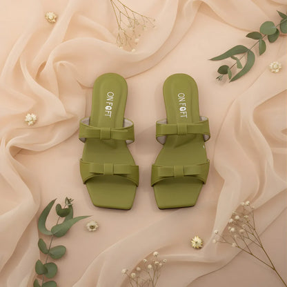 Green Bowtie Women's Casual Flat Sandals Size 36-41
