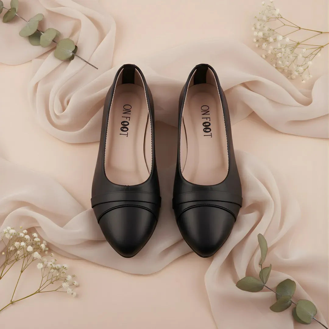 Black Women's Flat Heels for Office Wear