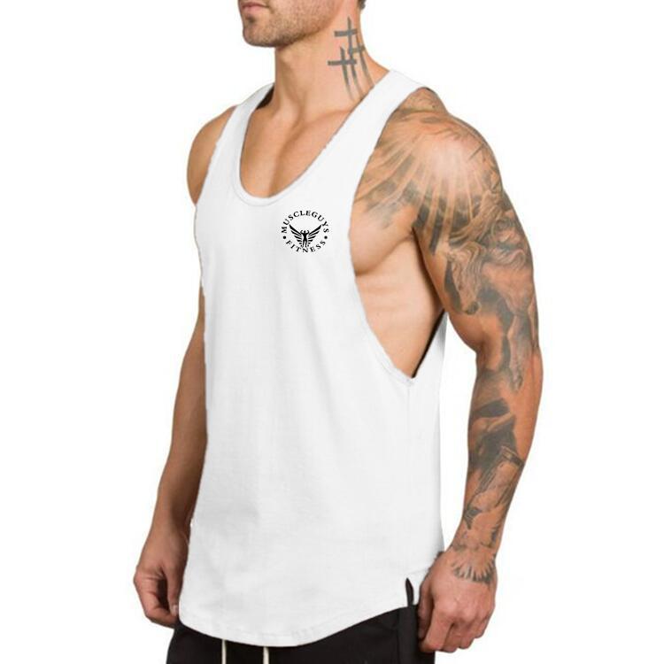 Men Cotton Sleeveless Fitness Vest Summer Gray
