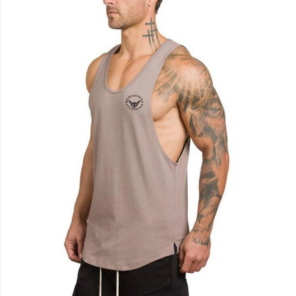 Men Cotton Sleeveless Fitness Vest Summer Gray
