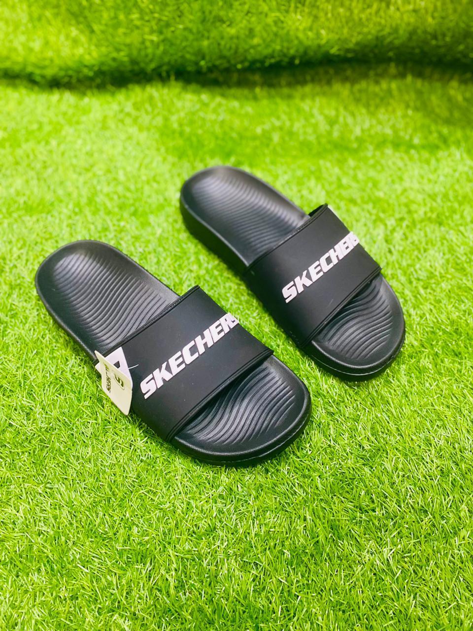 Men Black Rubber Slide Slippers Casual Comfortable Daily Wear