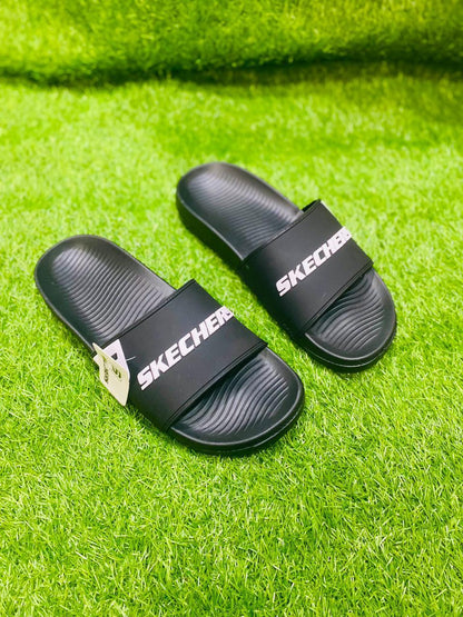 Men Black Rubber Slide Slippers Casual Comfortable Daily Wear
