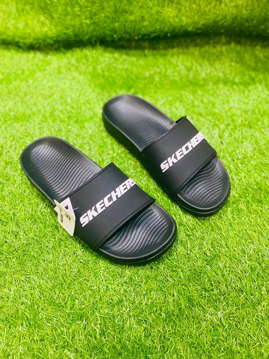 Men Black Rubber Slide Slippers Casual Comfortable Daily Wear