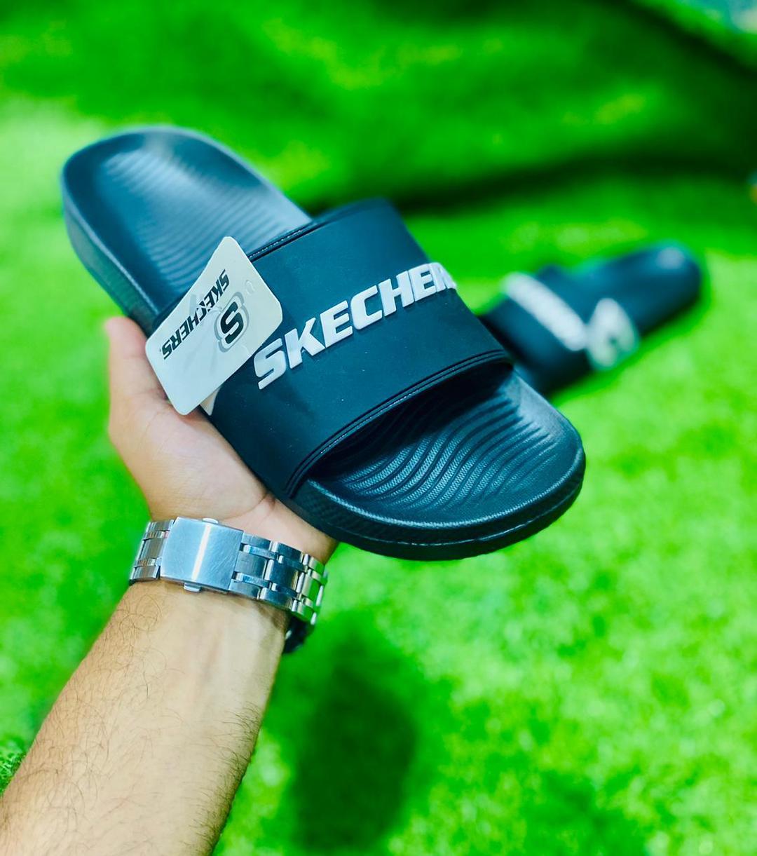 Men Black Rubber Slide Slippers Casual Comfortable Daily Wear