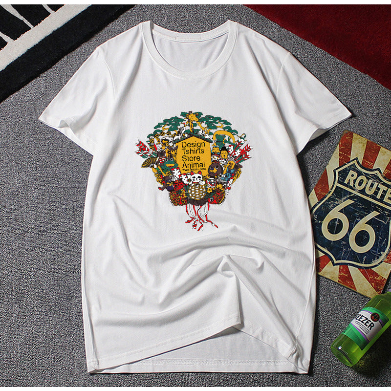 Men Plus Size Loose Graphic T-Shirt White 8XL